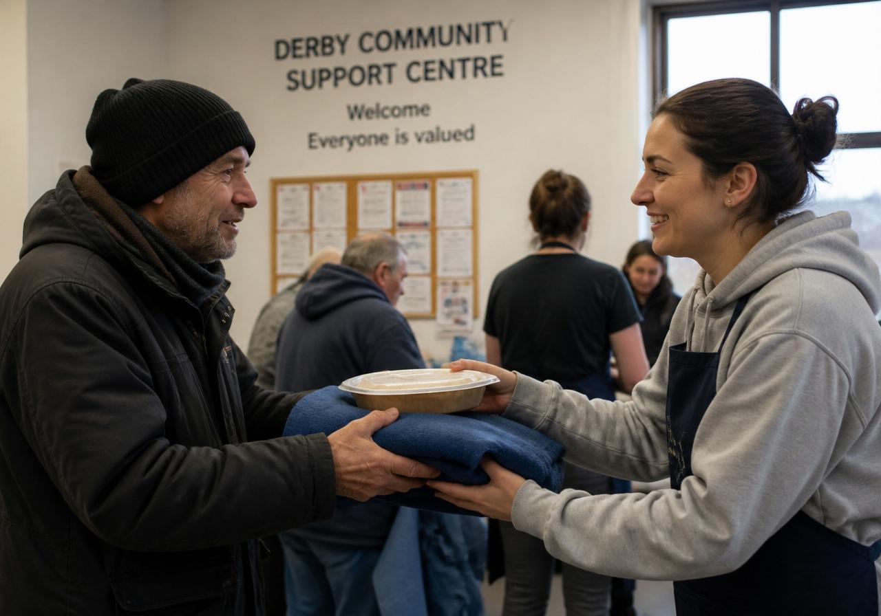 Volunteers supporting people at a Derby community centre